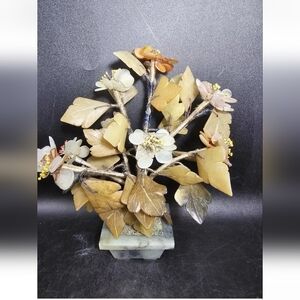 Vintage Jade And Quartz Bonsai Tree With A Hard Stone‎ Base